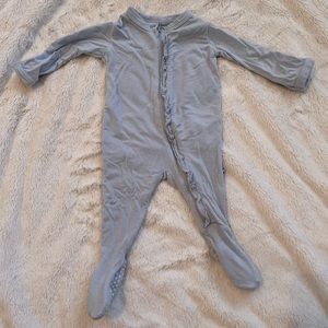 Kickee Pants NB footed onesie with ruffle detail